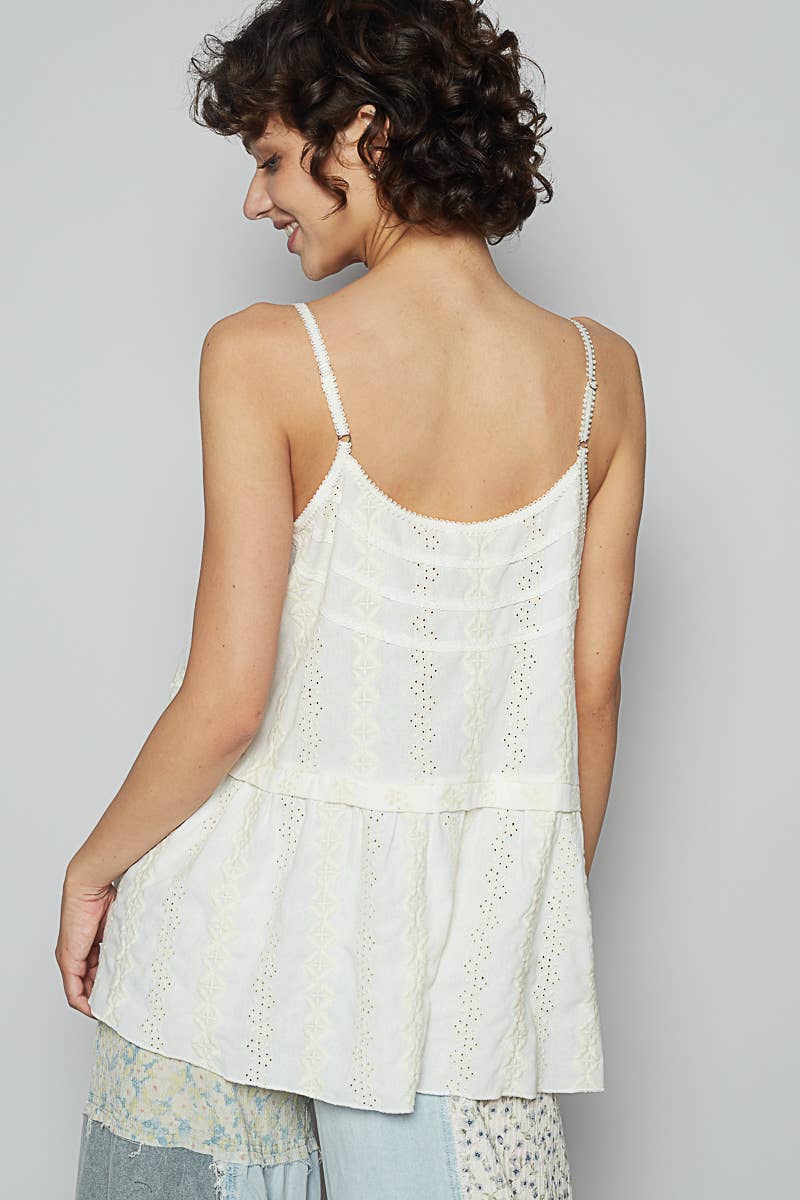 Embroidered Linen Tank Top