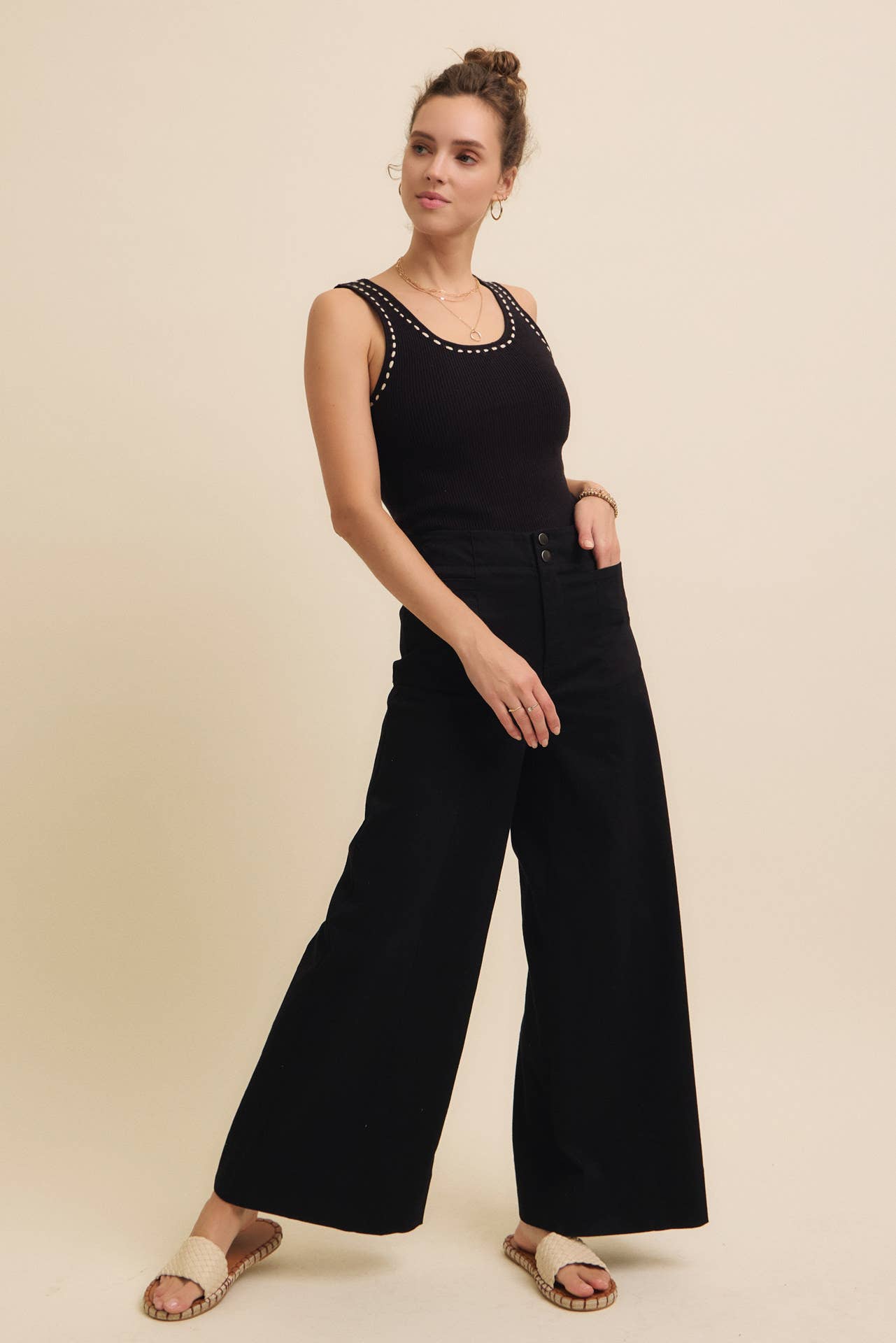 FLATTERING WIDE LEG FULL-LENGTH STRETCHY PANTS