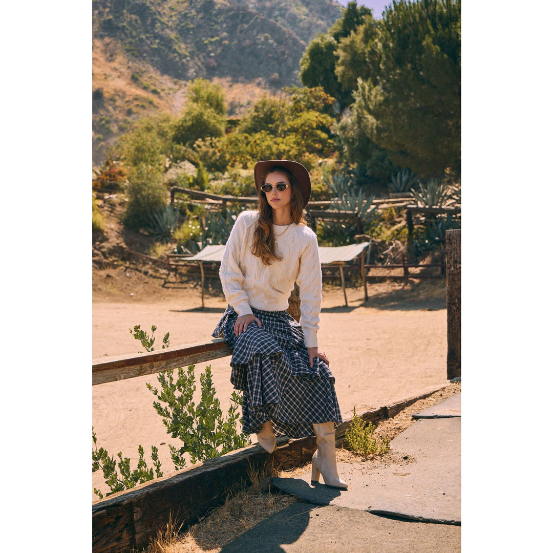 Pearl Embellished Wool Cable Knit Tunic – Conscious Glamour