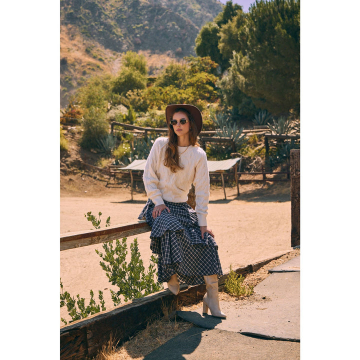 Pearl Embellished Wool Cable Knit Tunic – Conscious Glamour