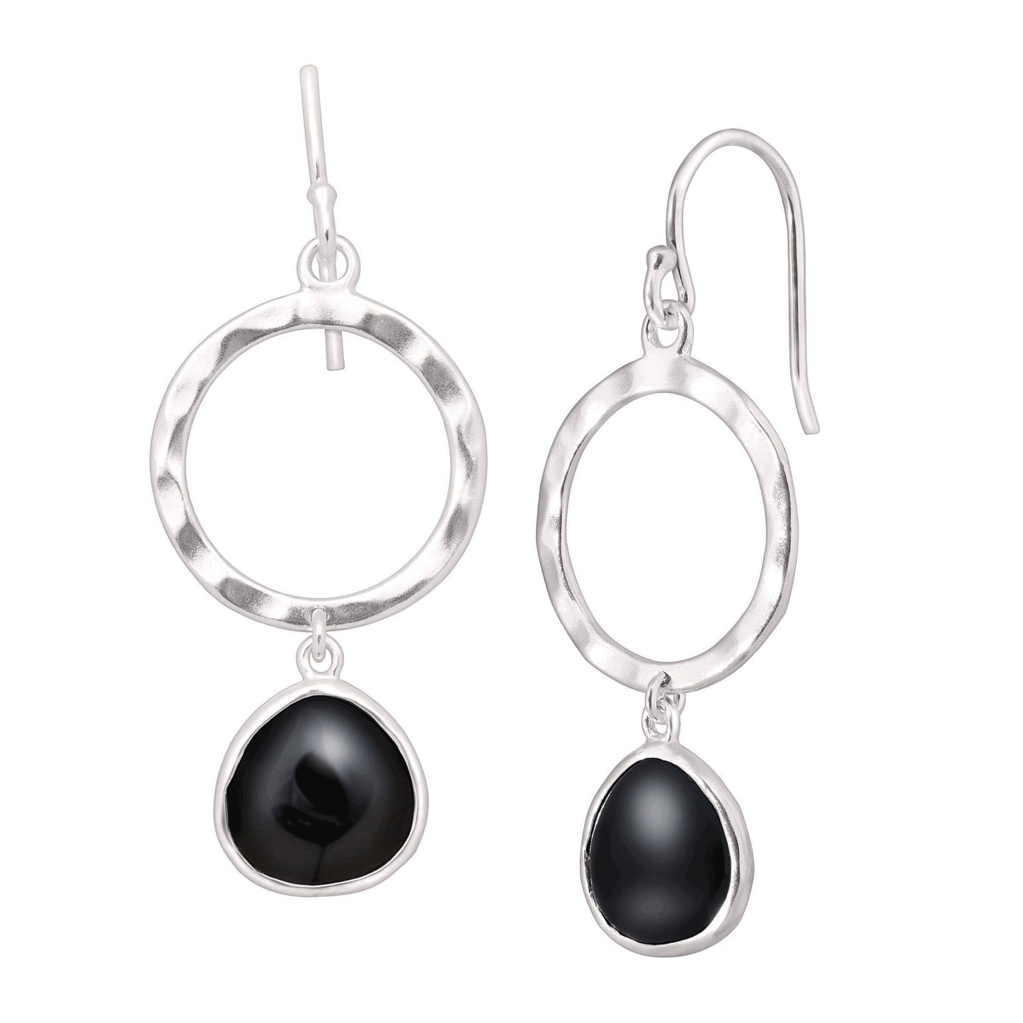 Silpada Dark Halo Drop Earring, Natural Black Agate & Silver