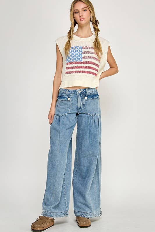Sweater Vest w/ American Flag