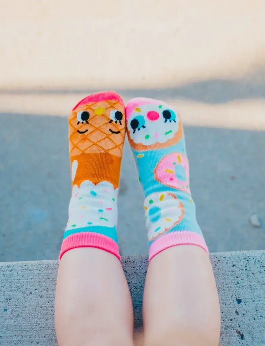 Donut & Ice Cream Mismatched Non-Slip Kids Socks