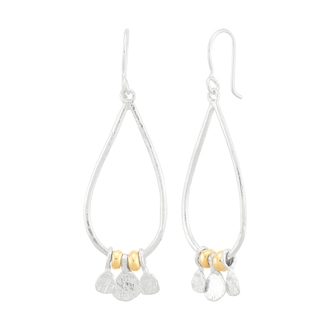 'Golden Tears' Sterling Silver with 14K Yellow Gold Plating Drop Earring
