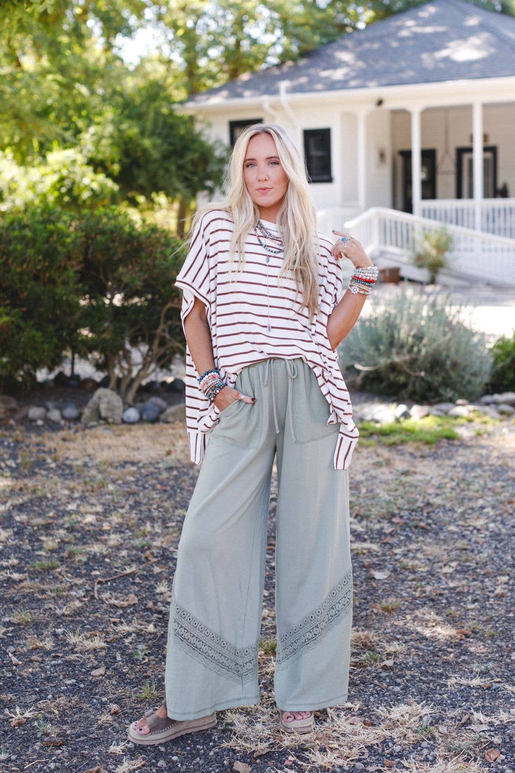 Lyrical Wide Leg Pants - Green