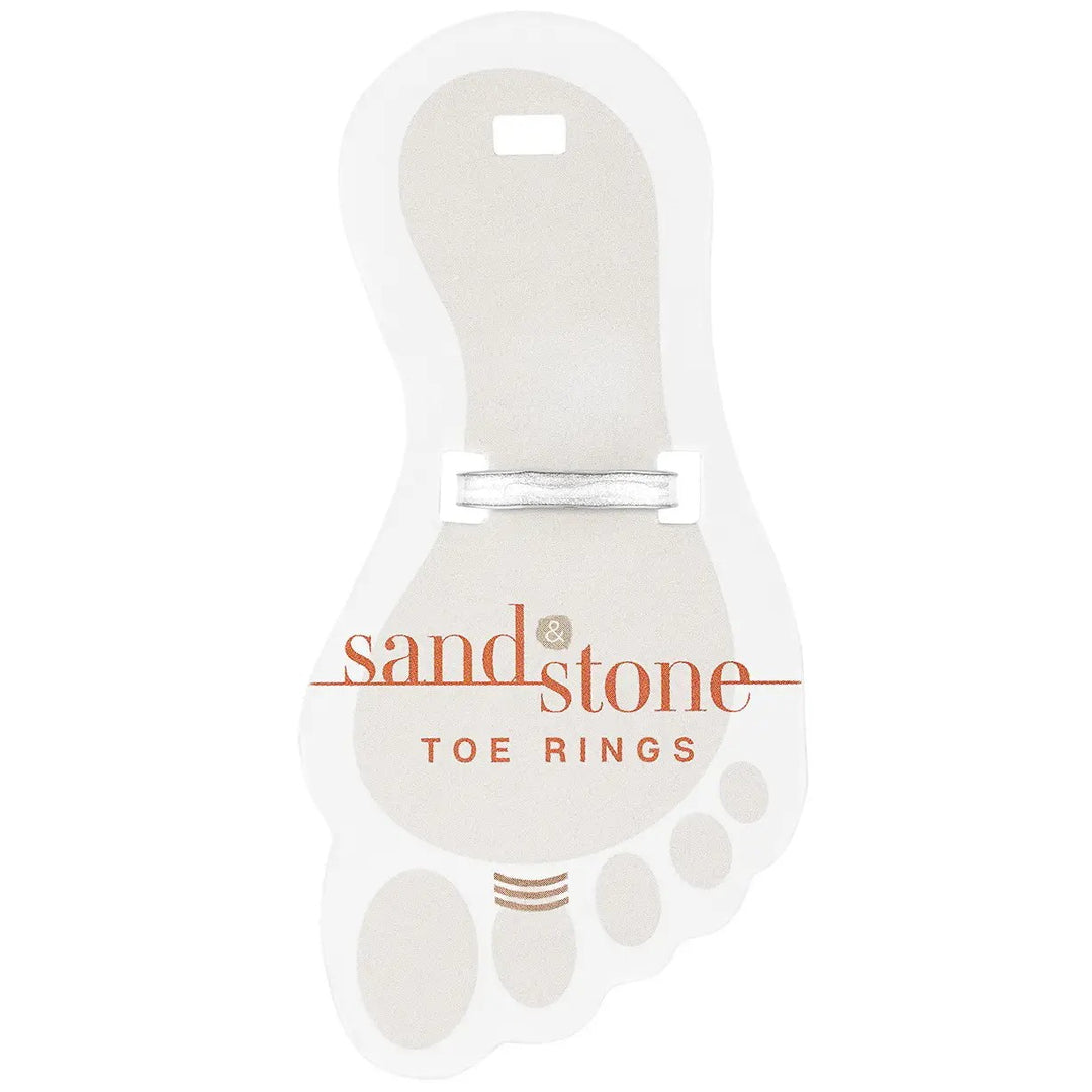 Silver white sparkle toe ring on display card