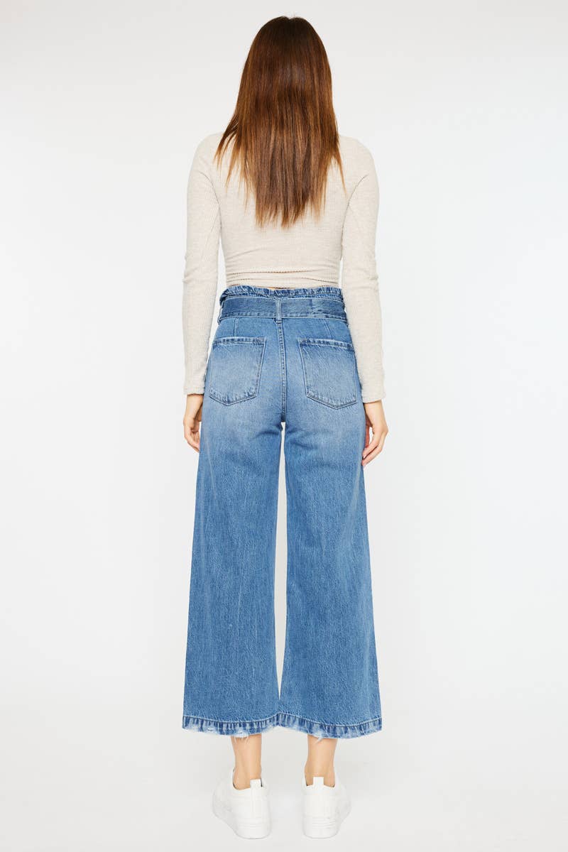 Aroly Ultra High Rise Belted Paperbag Wide Leg Jeans