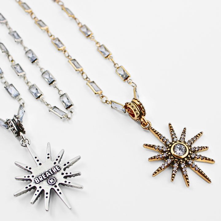 Breathe Crystal Starburst Station Chain Necklace
