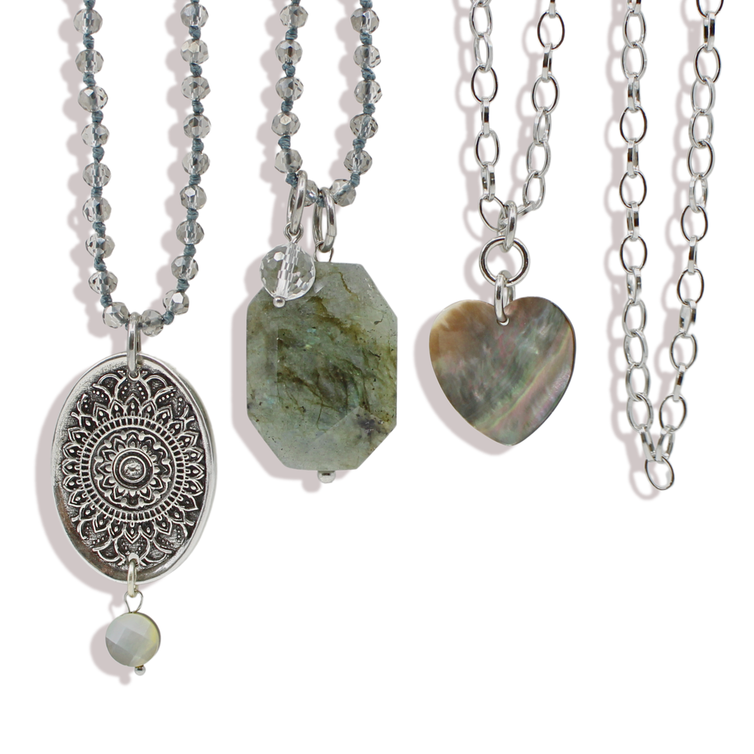 What You Seek Crystal & Abalone Layering Necklace Set