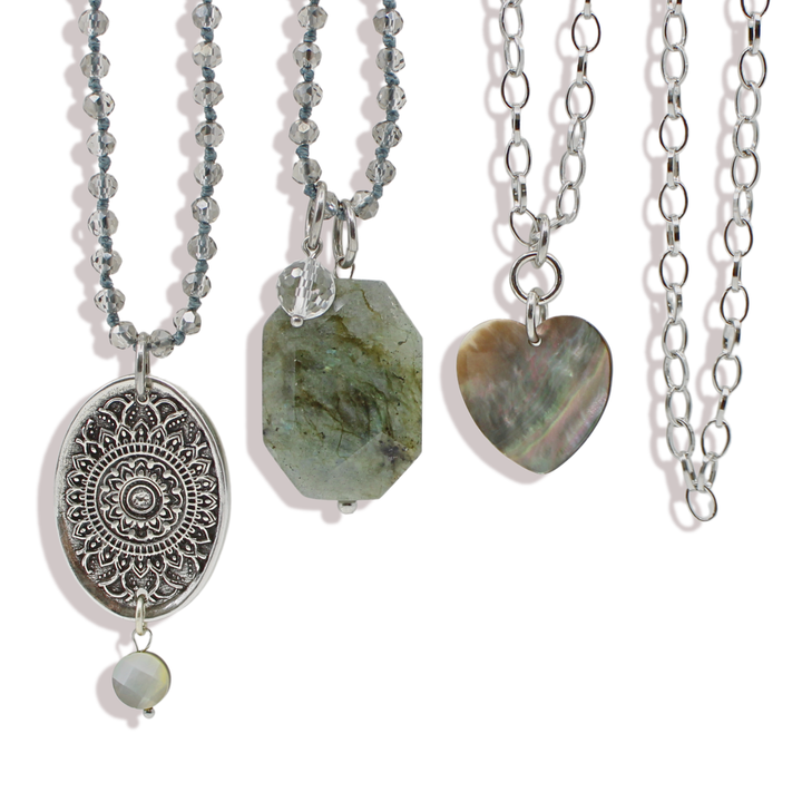 What You Seek Crystal & Abalone Layering Necklace Set