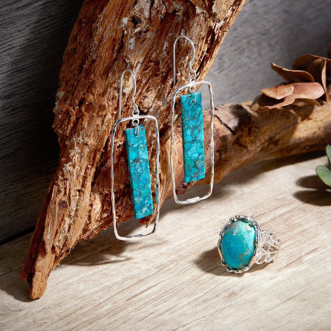 'Enchantment' Drop Earrings, Turquoise & Silver