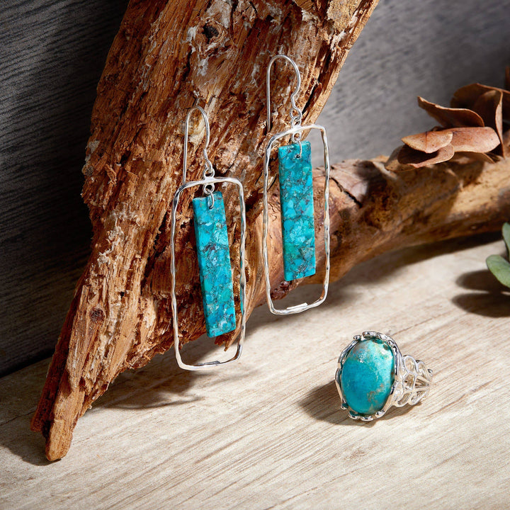 'Enchantment' Drop Earrings, Turquoise & Silver
