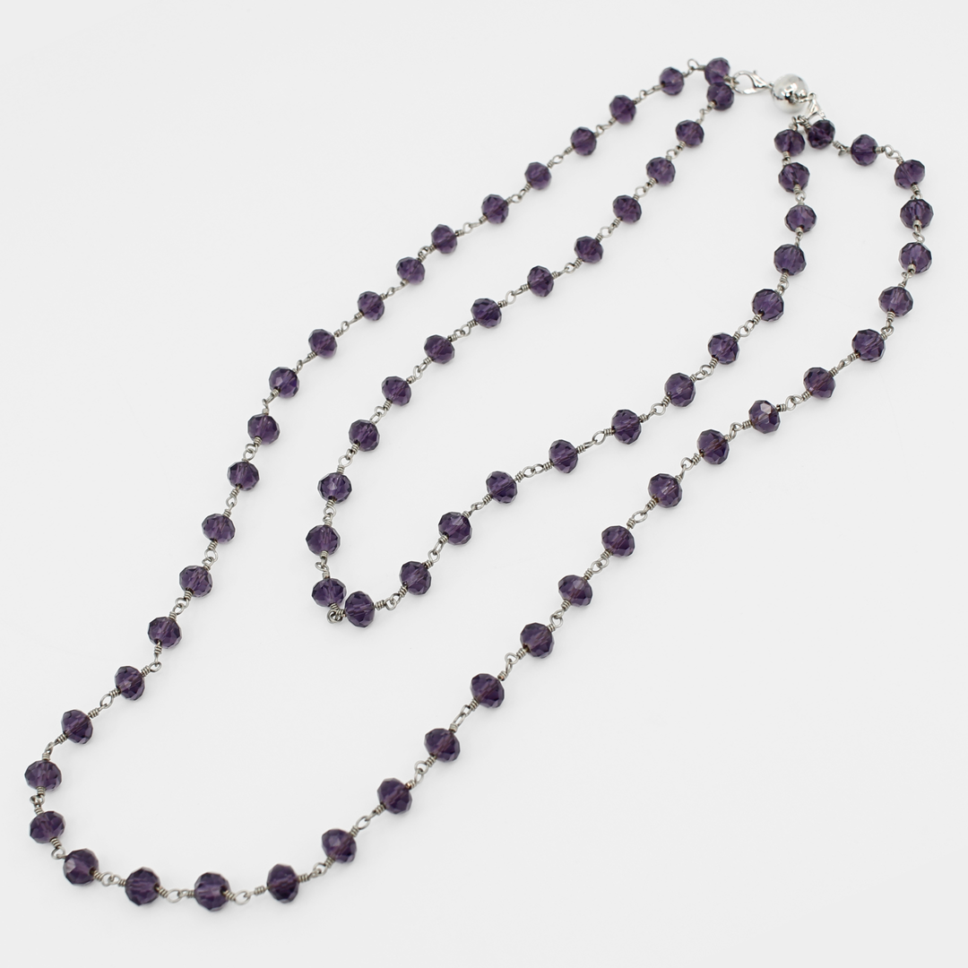 Crystal Rosary Beaded Layering Necklace – 6 Colors