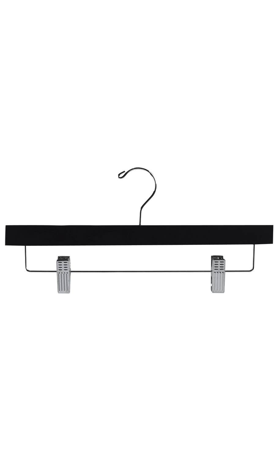 14" Black Wood Skirt and Pants Hangers - Case of 50