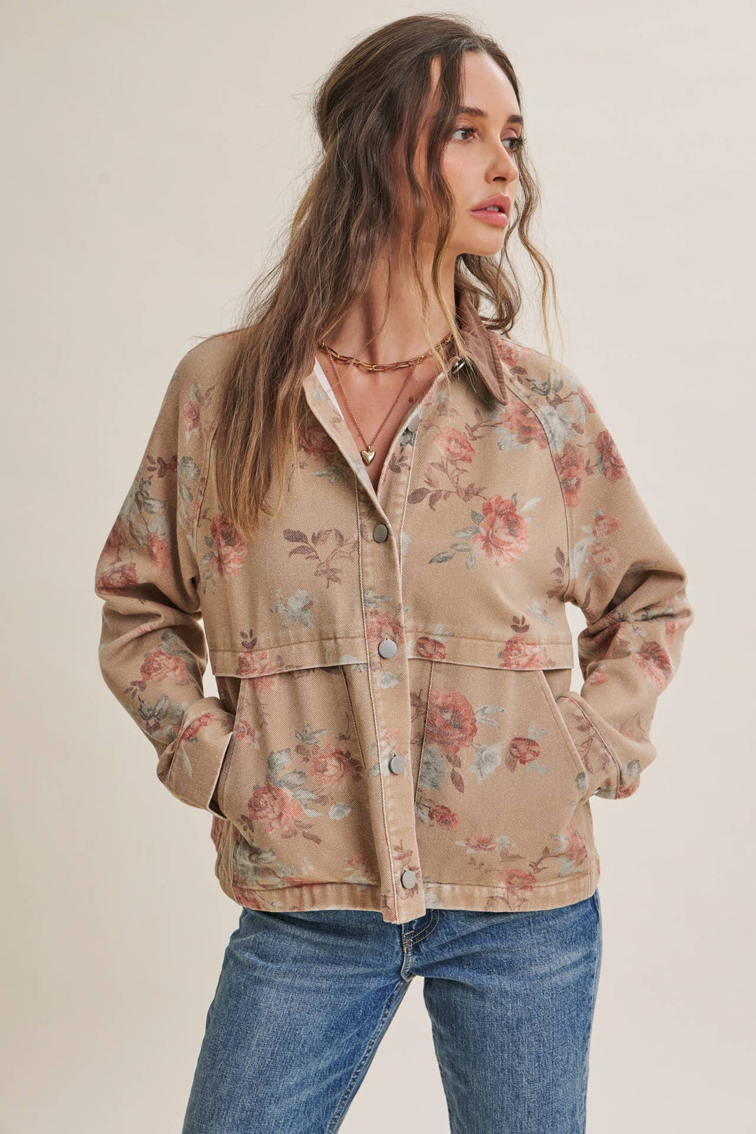 Wild Rose Vintage Floral Twill Jacket