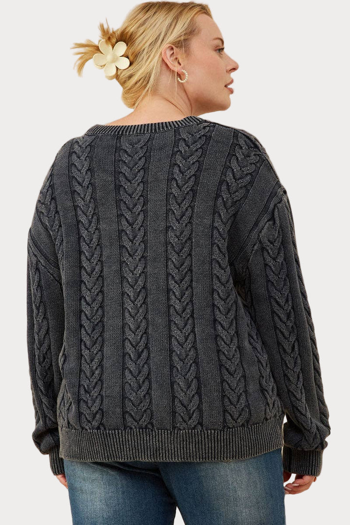 Cable Knit Washed Pullover Sweater – Effortless Comfort