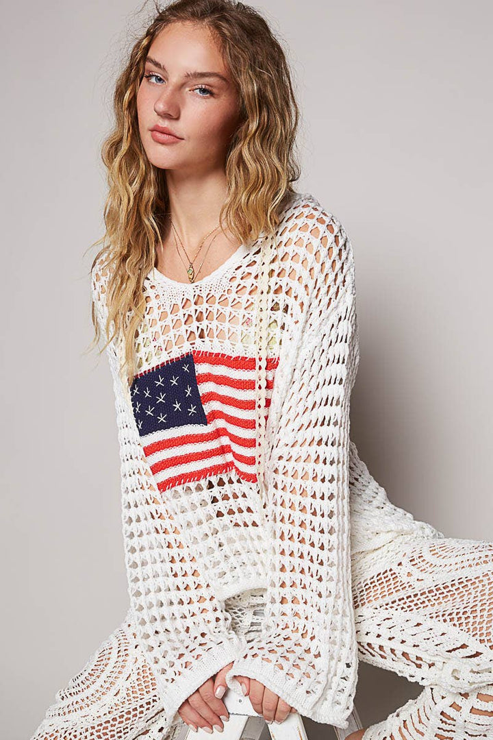 American Flag Hooded Sweater