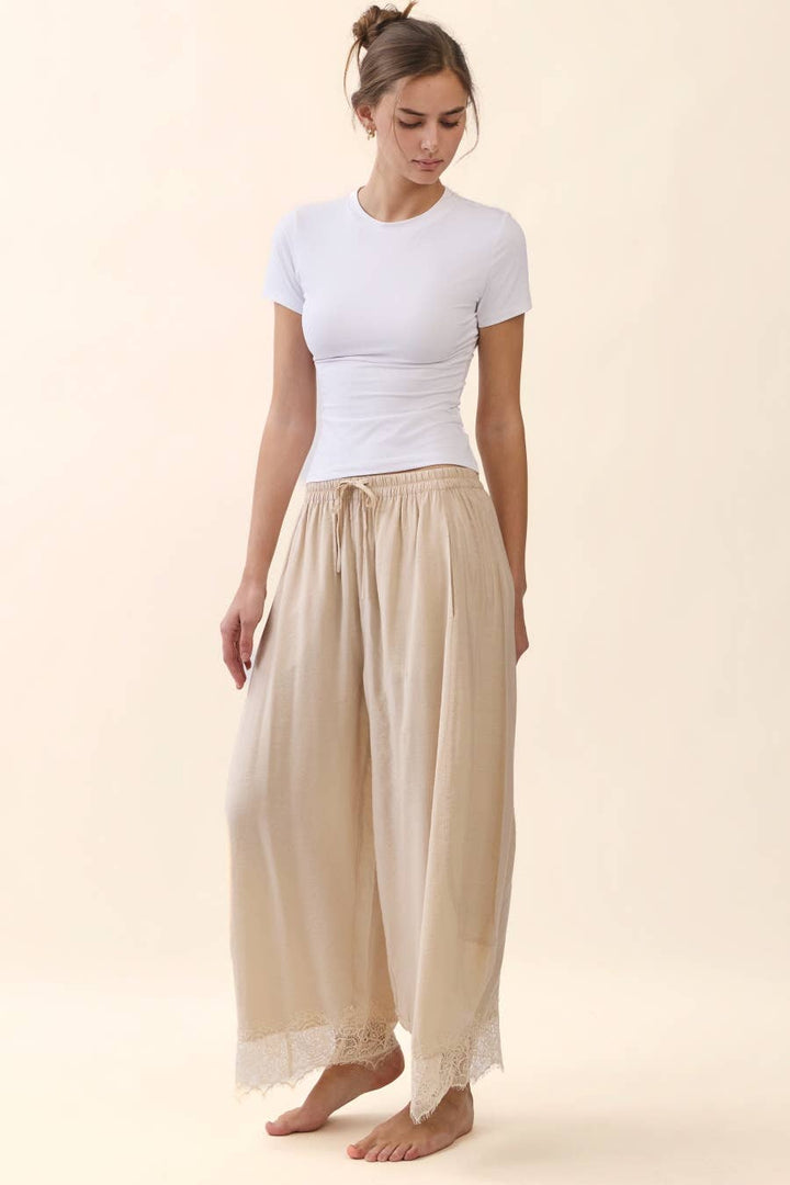 Crinkled Wide Leg Pants