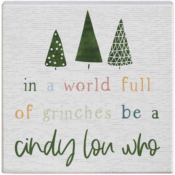 Cindy Lou Who Christmas Tabletop Block Sign Decor