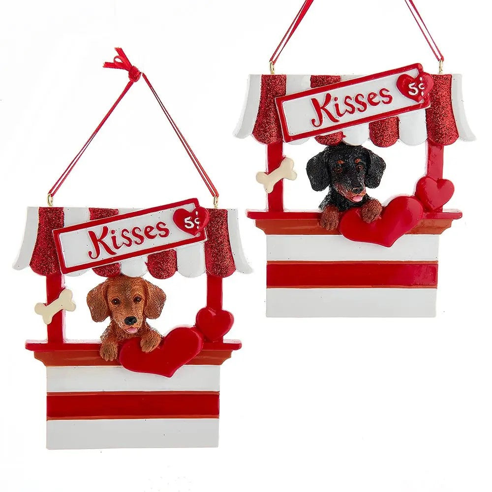 Dog “Kisses" Kissing Booth Ornaments