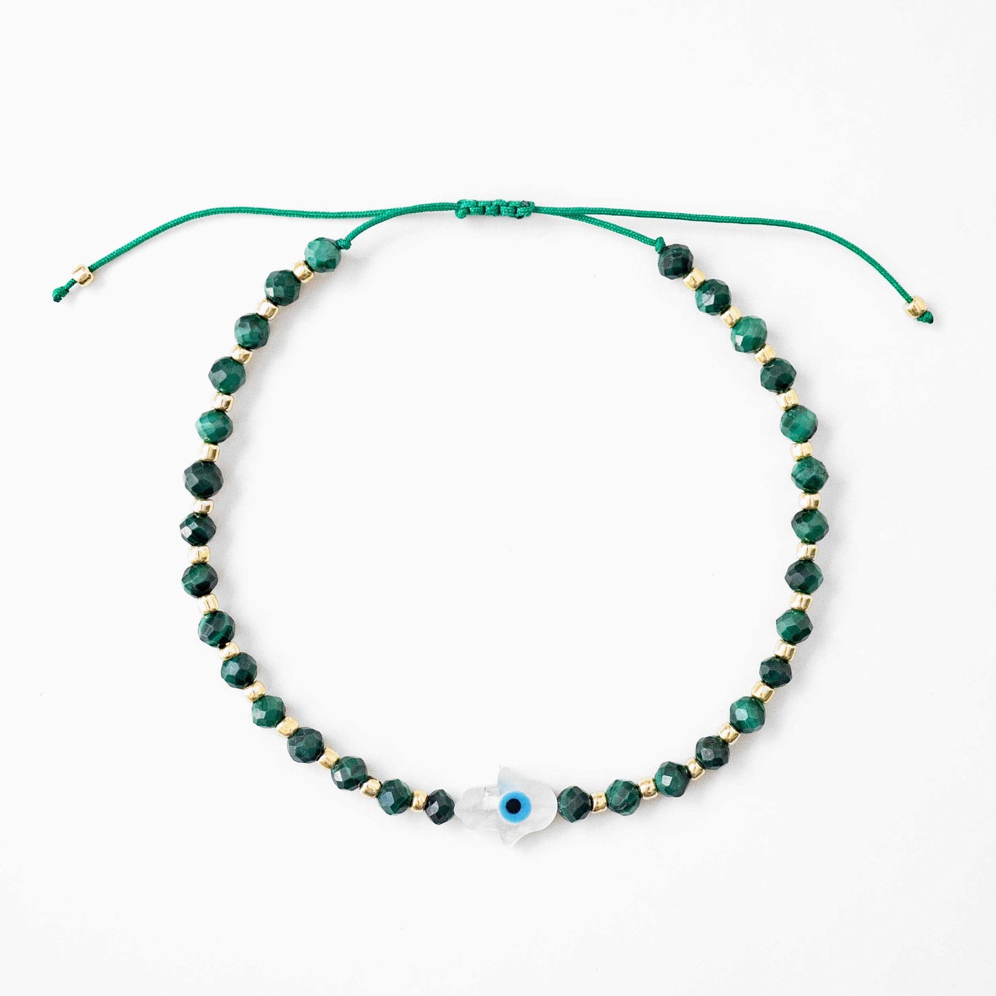 Hamsa Gemstone Bracelet, Malachite