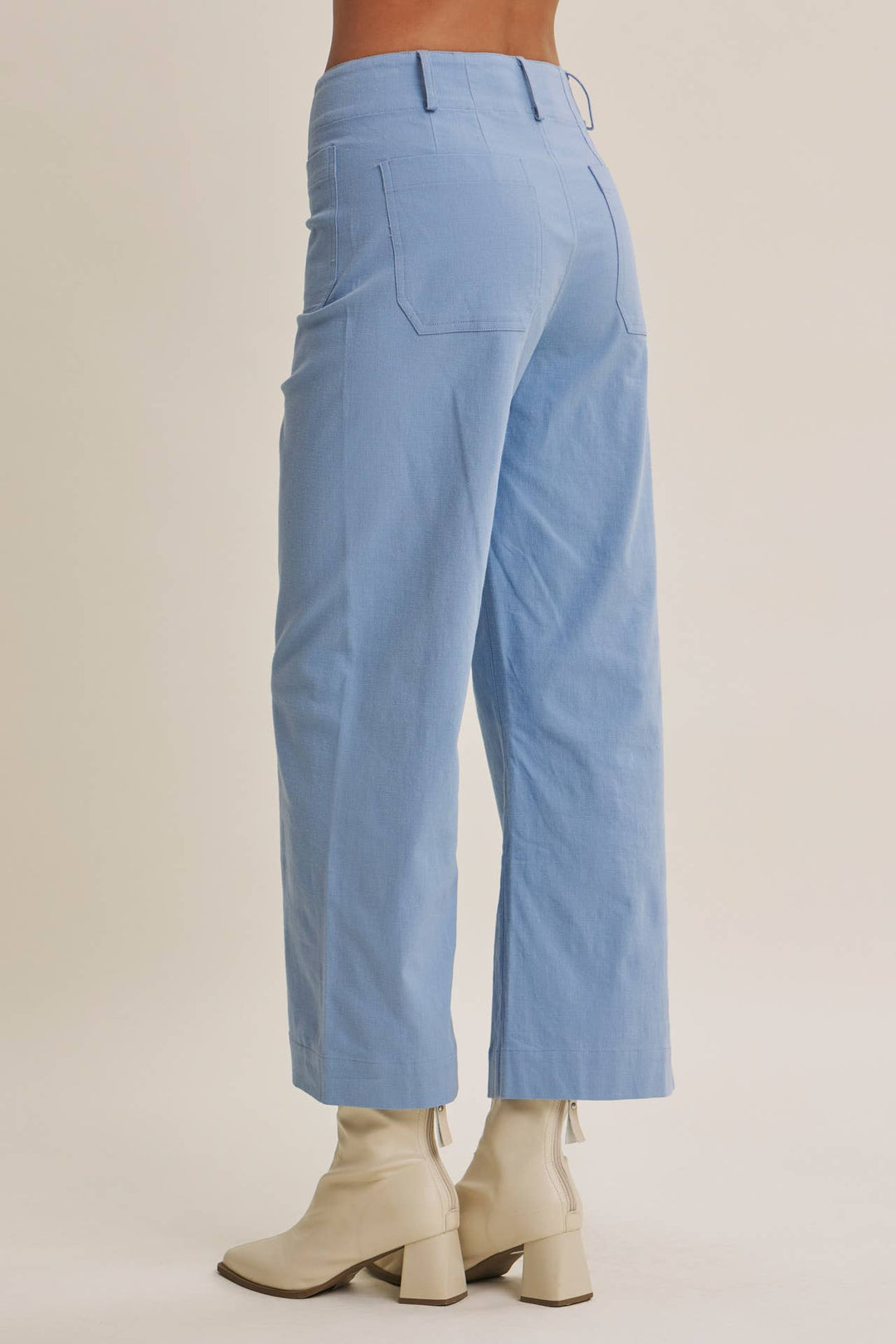 High Waisted Wide Leg Crop Pants | Linen Blend