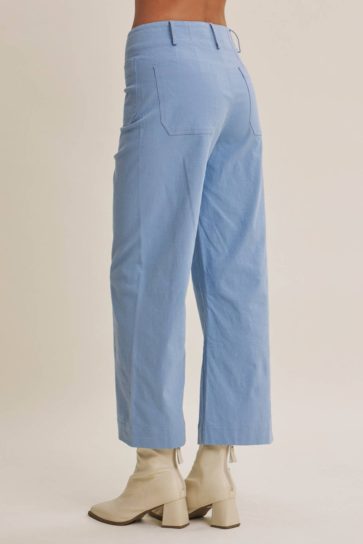 High Waisted Wide Leg Crop Pants | Linen Blend