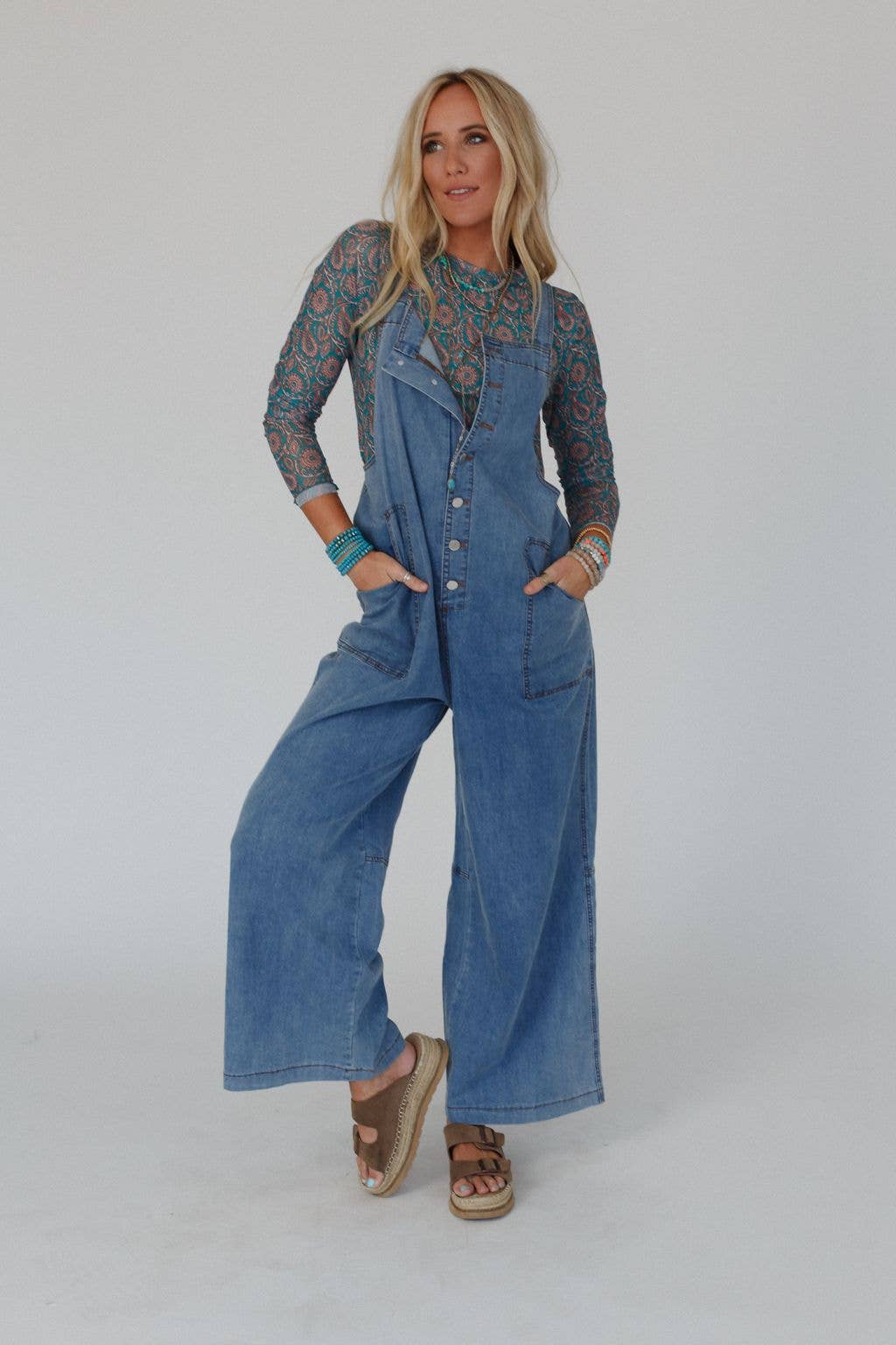 Dock Town Button Up Jumpsuit - Denim