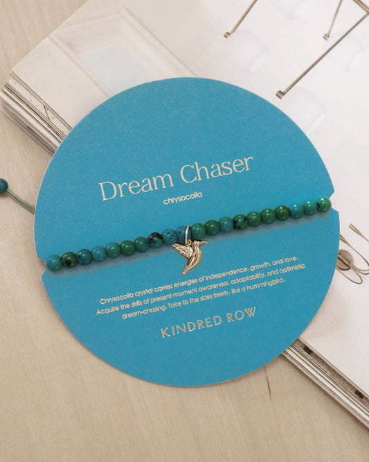 Chrysocolla Hummingbird Charm Crystal Bracelet