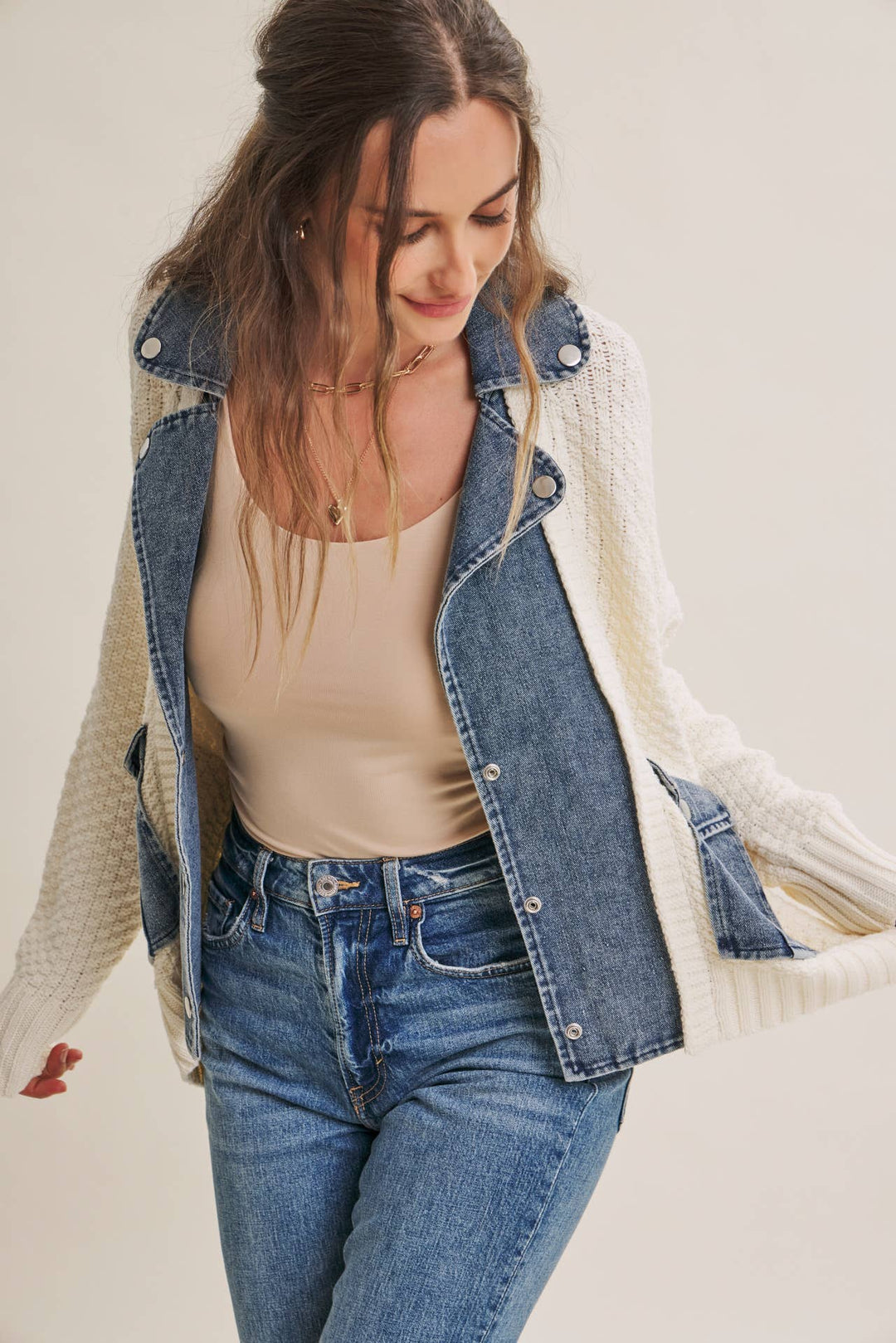 The Blake Mixed Media Denim Cardigan