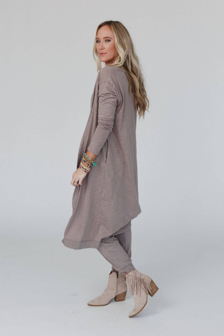 Set to Go Textured Jumpsuit And Cardigan Set