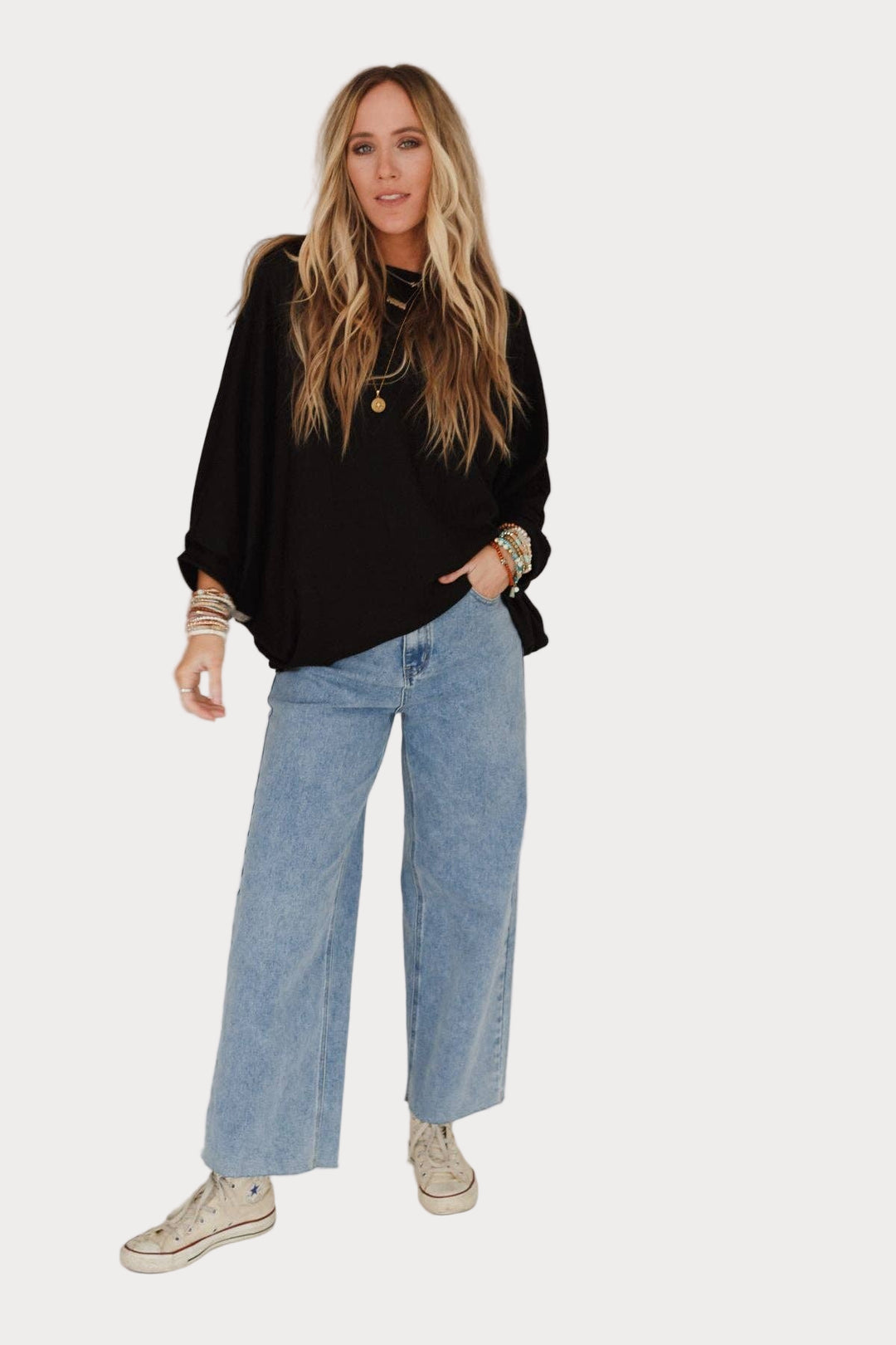 Fly With Me Batwing Sleeve Knit Sweater | Black