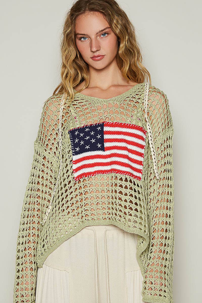 American Flag Hooded Sweater
