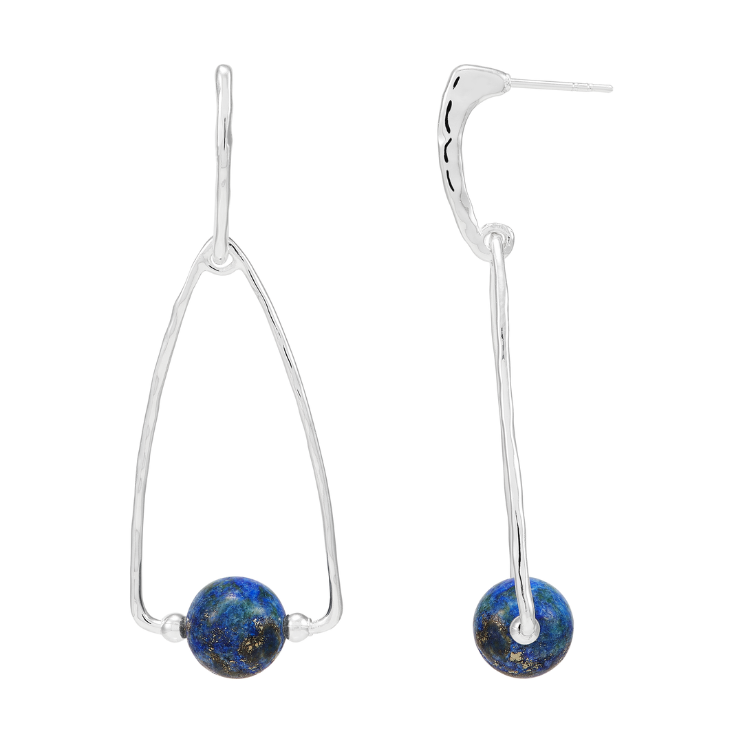 'Minding Me' Sterling Silver Natural Lapis Drop Earrings