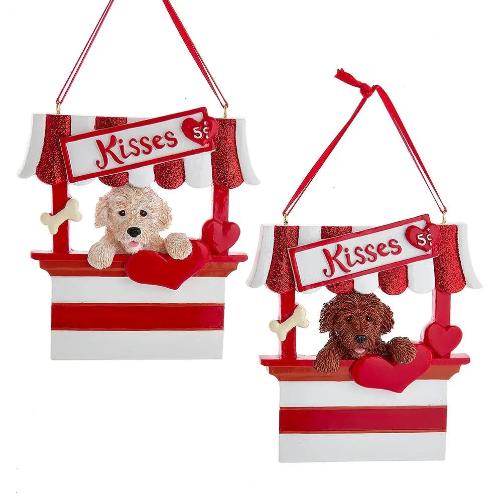 Dog “Kisses" Kissing Booth Ornaments