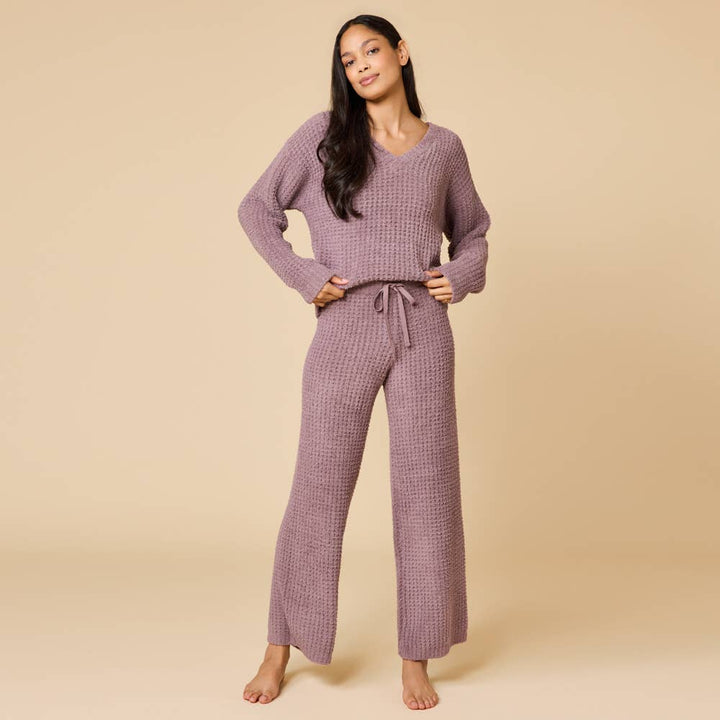 Marshmallow Waffle V-Neck Lounge Set for Women