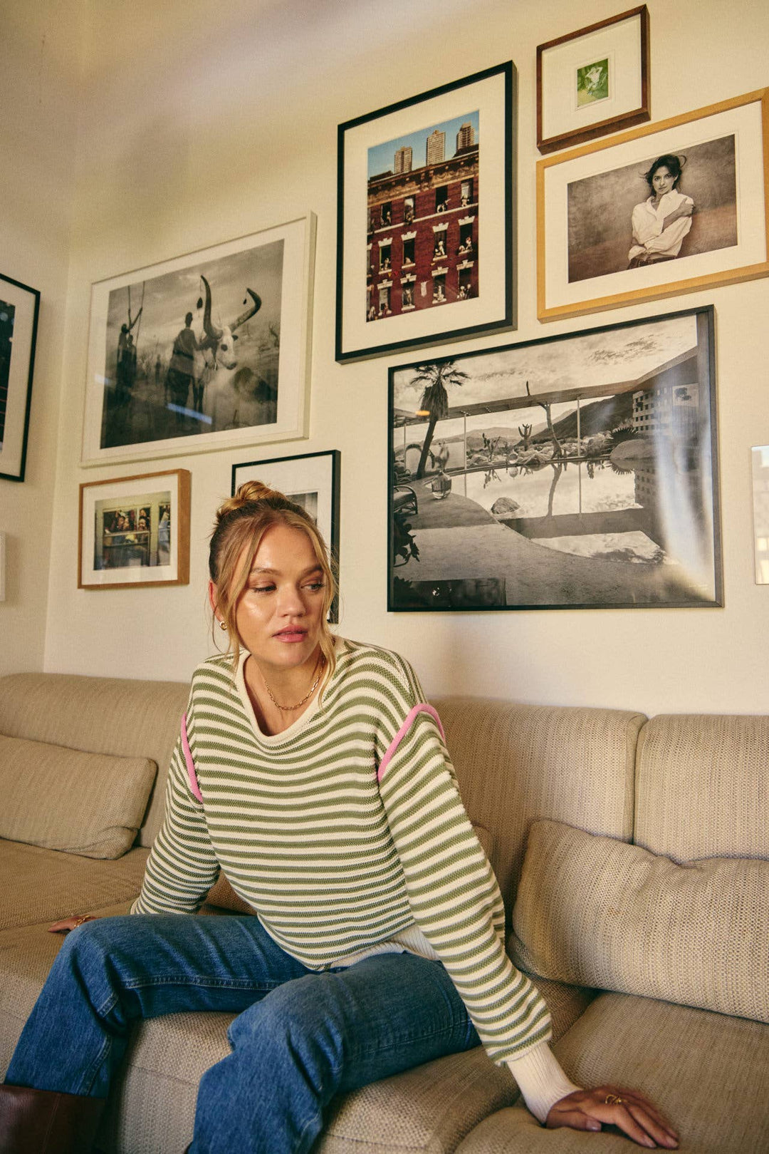 The Harper Contrast Stripe Cotton Sweater