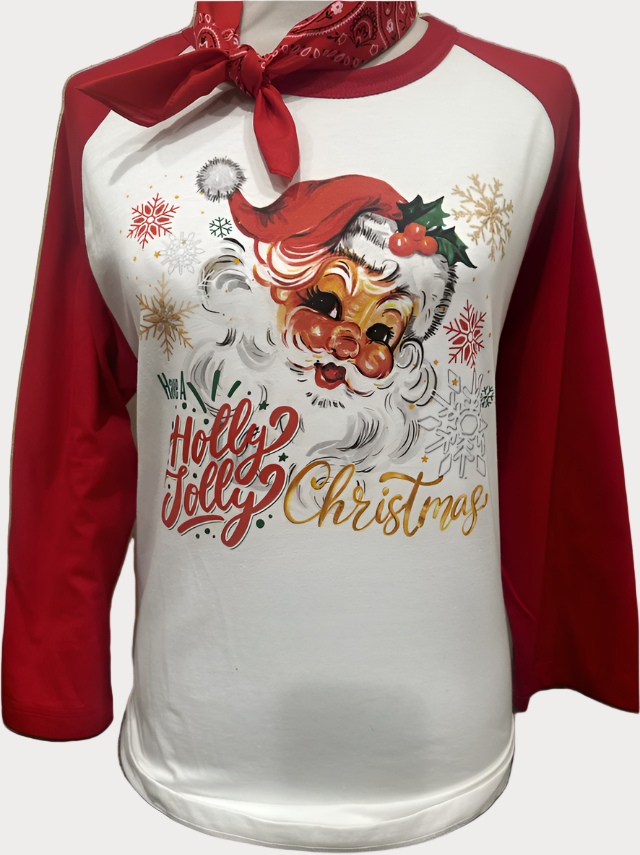 Holly Jolly Christmas White/Red Raglan
