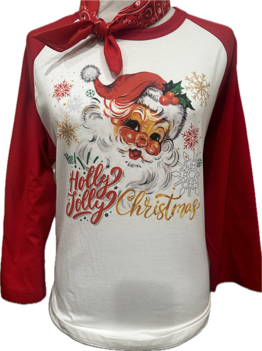 Holly Jolly Christmas White/Red Raglan