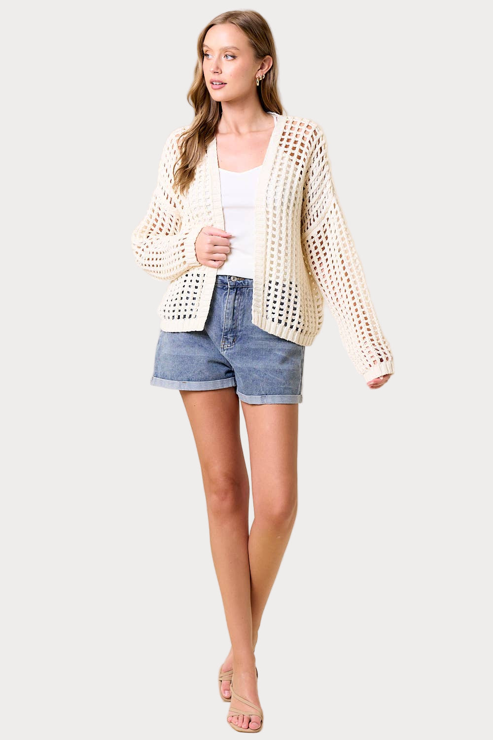 Crochet Fishnet Open Cardigan