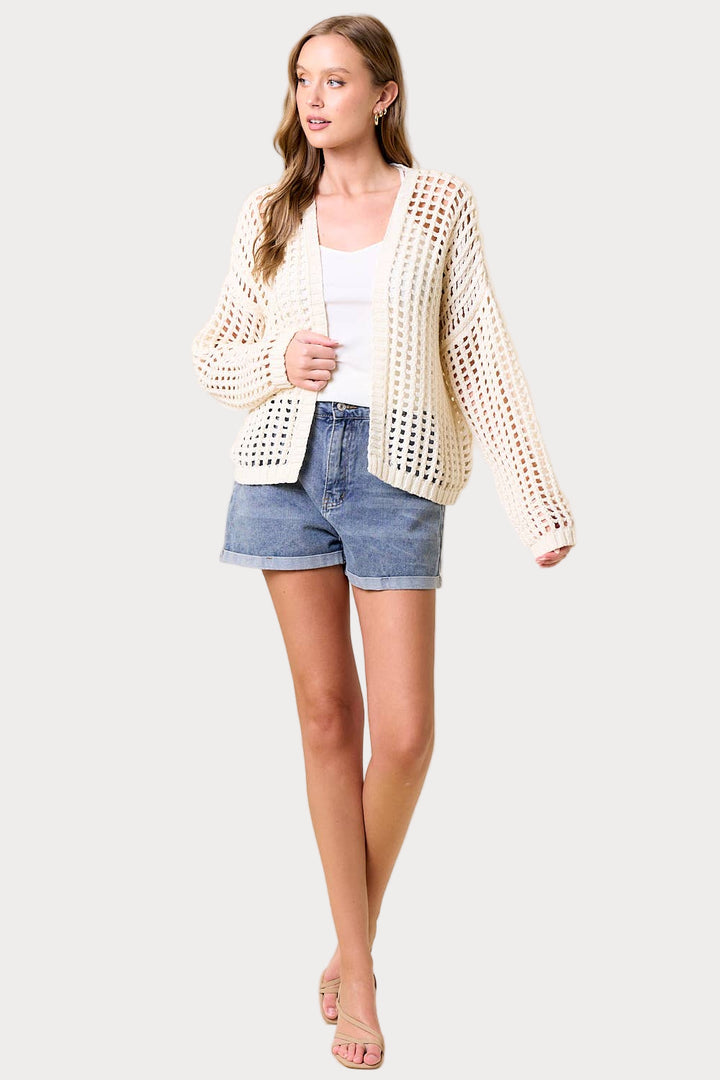 Crochet Fishnet Open Cardigan