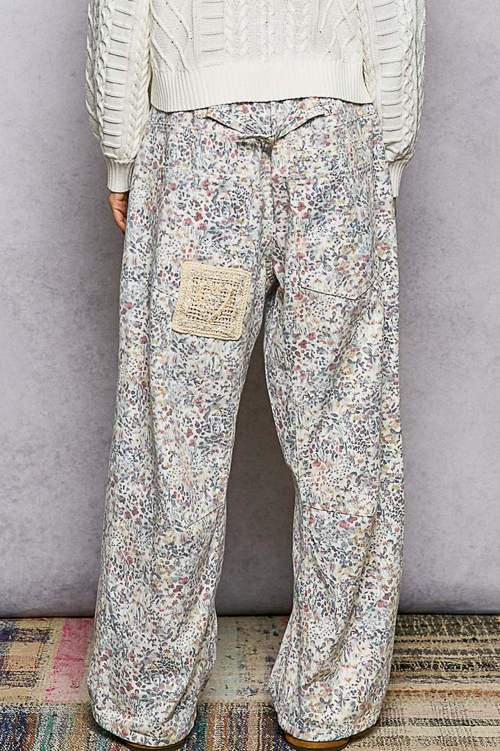 Floral Patchwork Twill Pants