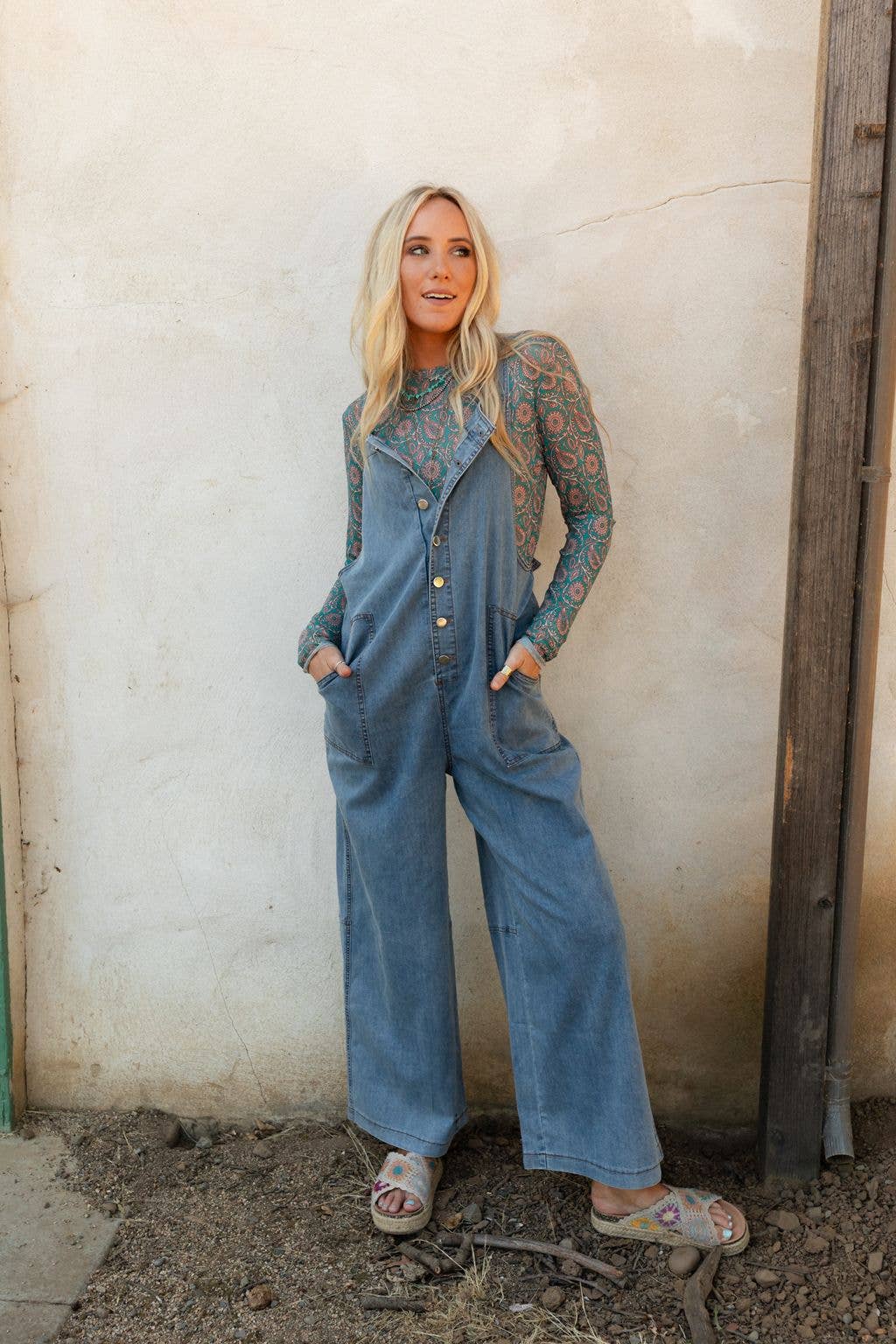 Dock Town Button Up Jumpsuit - Denim