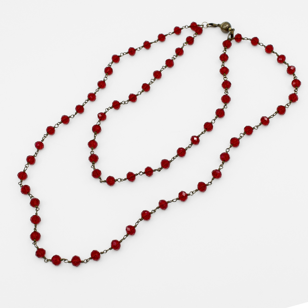 Crystal Rosary Beaded Layering Necklace – 6 Colors