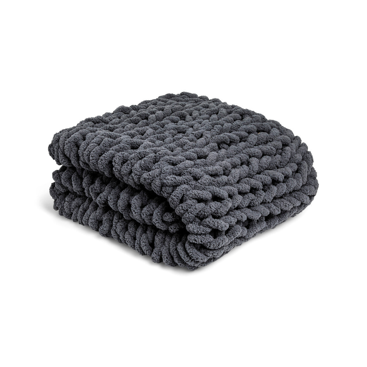 Chunky Knit Throw Blanket - Charcoal