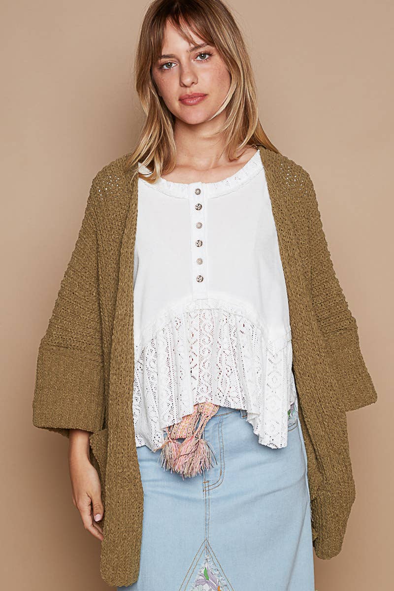 Long sleeve pockets solid sweater cardigan