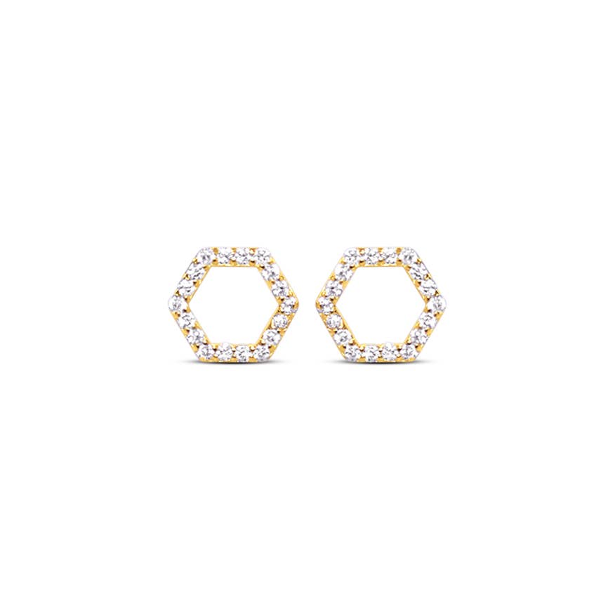 Pavé Hexagon Studs