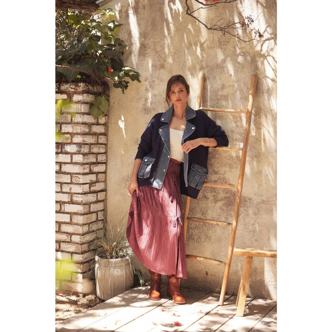 The Blake Mixed Media Denim Cardigan