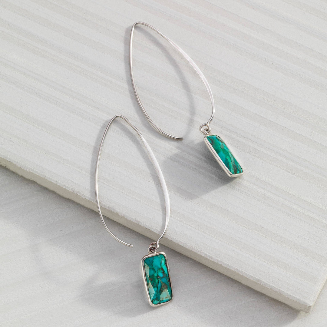 'Oasis' Compressed Turquoise  Drop Earring