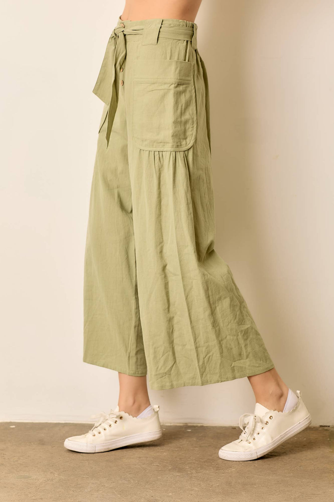 Waist Tie Pants With Pockets